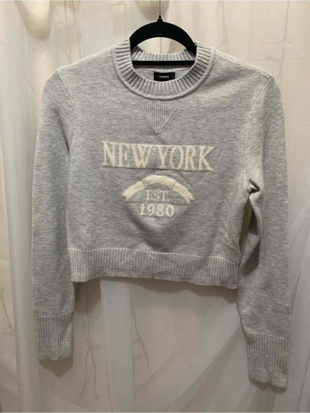 Express New York Crop Crewneck Sweater